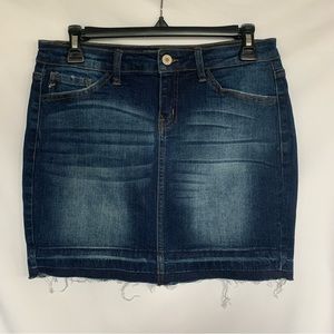 KanCan Womens 7 27 See Listing Distressed Dark Blue Wash Denim Short Mini Skirt